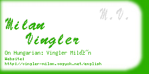 milan vingler business card